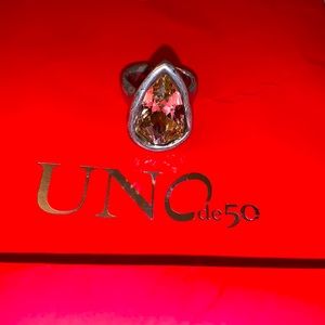 Unode50 “strut” ring with SWAROVSKI crystal. Discontinued piece.